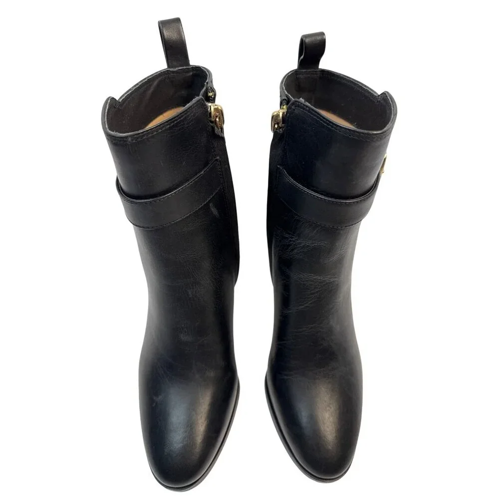 COACH‎ Olivia Black Leather Bootie Block Heel Women's Size 5B